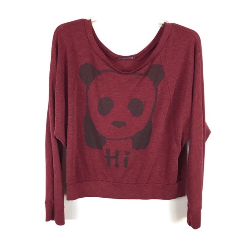 Tres Bien Panda Graphic Print Batwing Sleeve Top